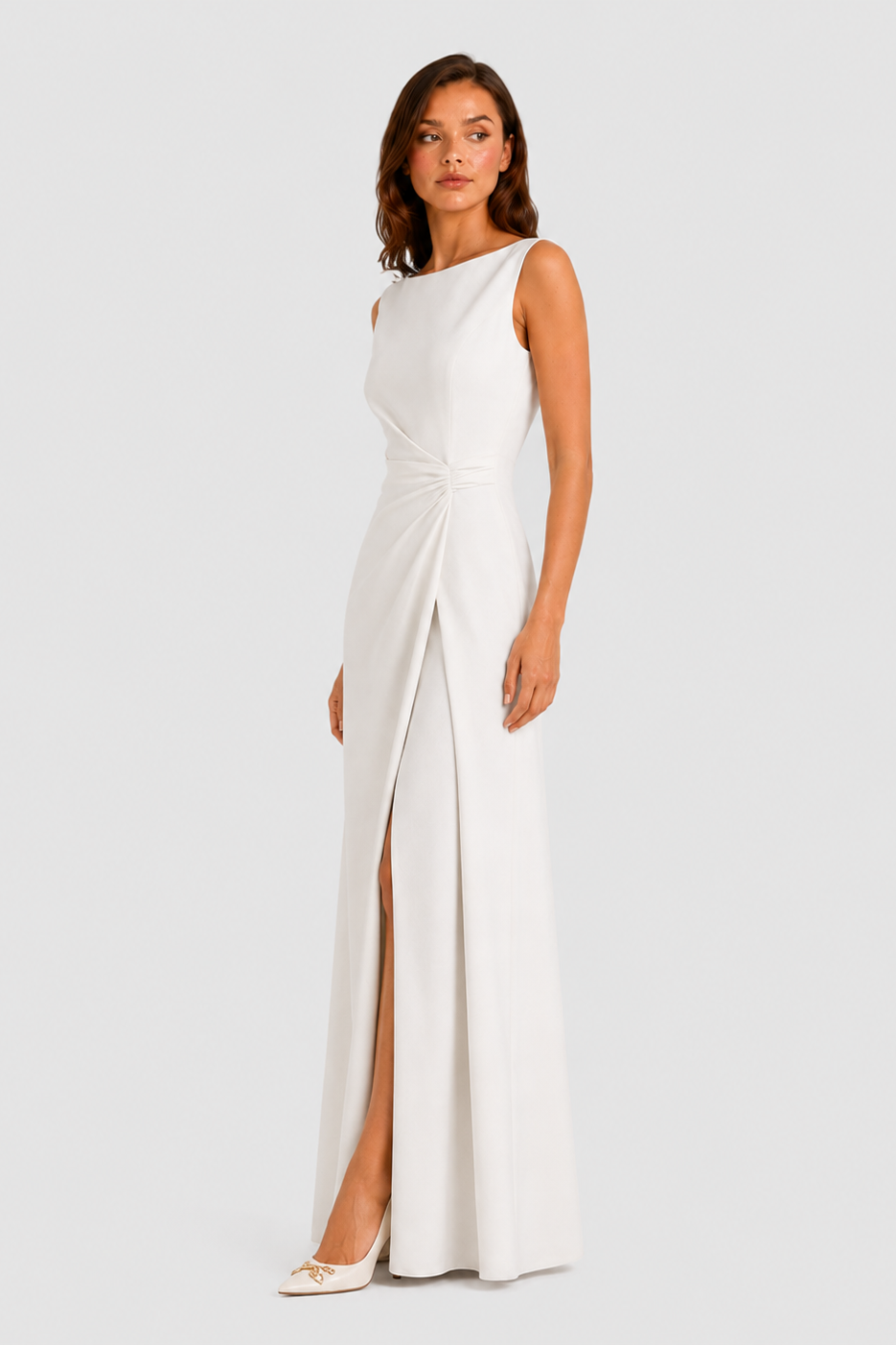 Women’s Sleeveless Maxi Dress with Draped Waist Detail for Evening & Formal Wear