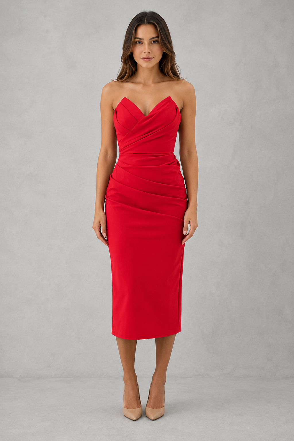 Women’s sleeveless maxi dress with a fitted silhouette, elegant open-back design, side split detail, and flowing skirt, ideal for evening events, formal occasions, and special celebrations.