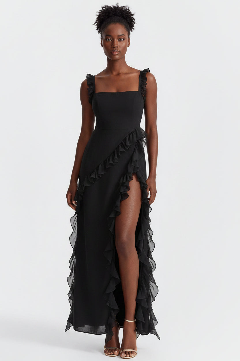 Women’s summer dress with slit and flowing silhouette