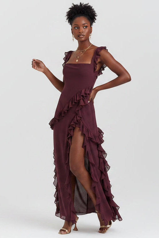 Women’s summer dress with slit and flowing silhouette