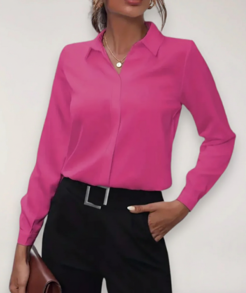 Women's tailored button-up blouse with classic collar