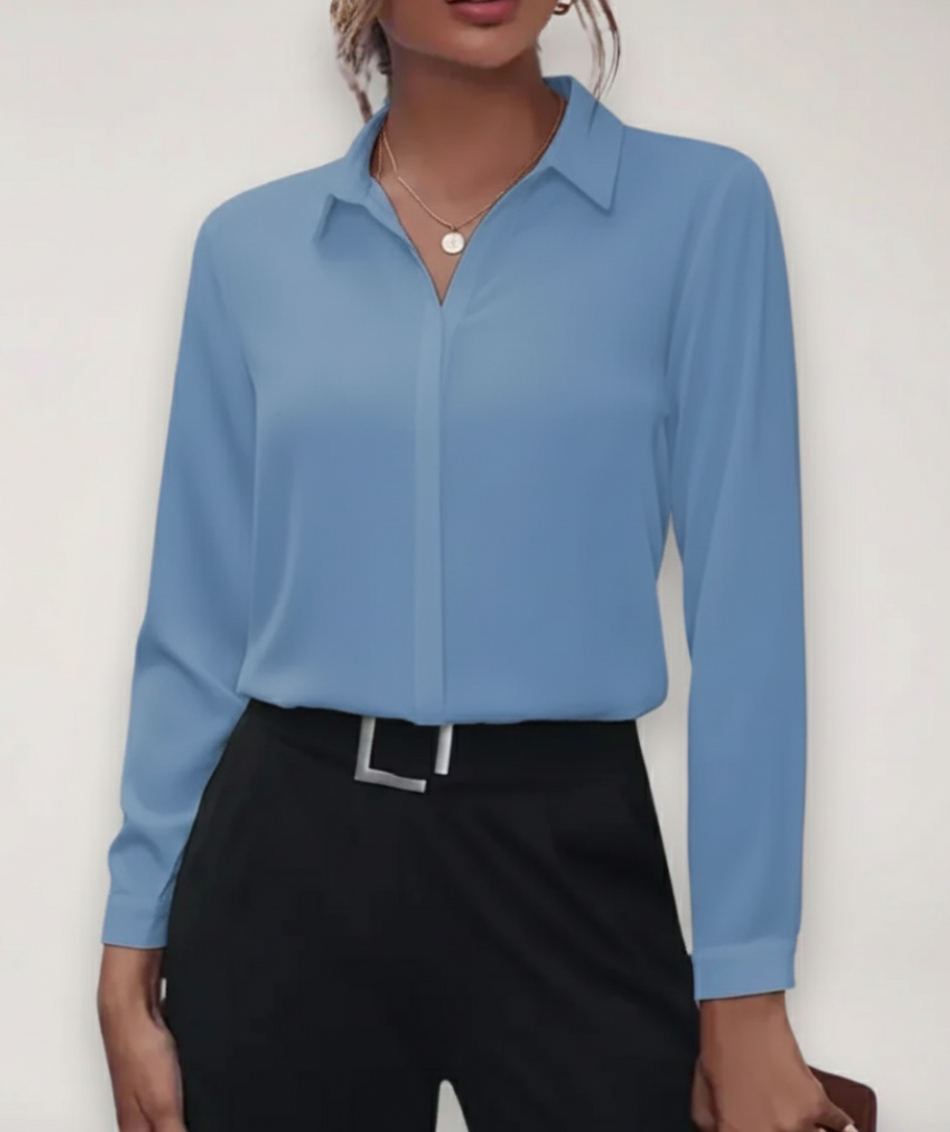 Women's tailored button-up blouse with classic collar