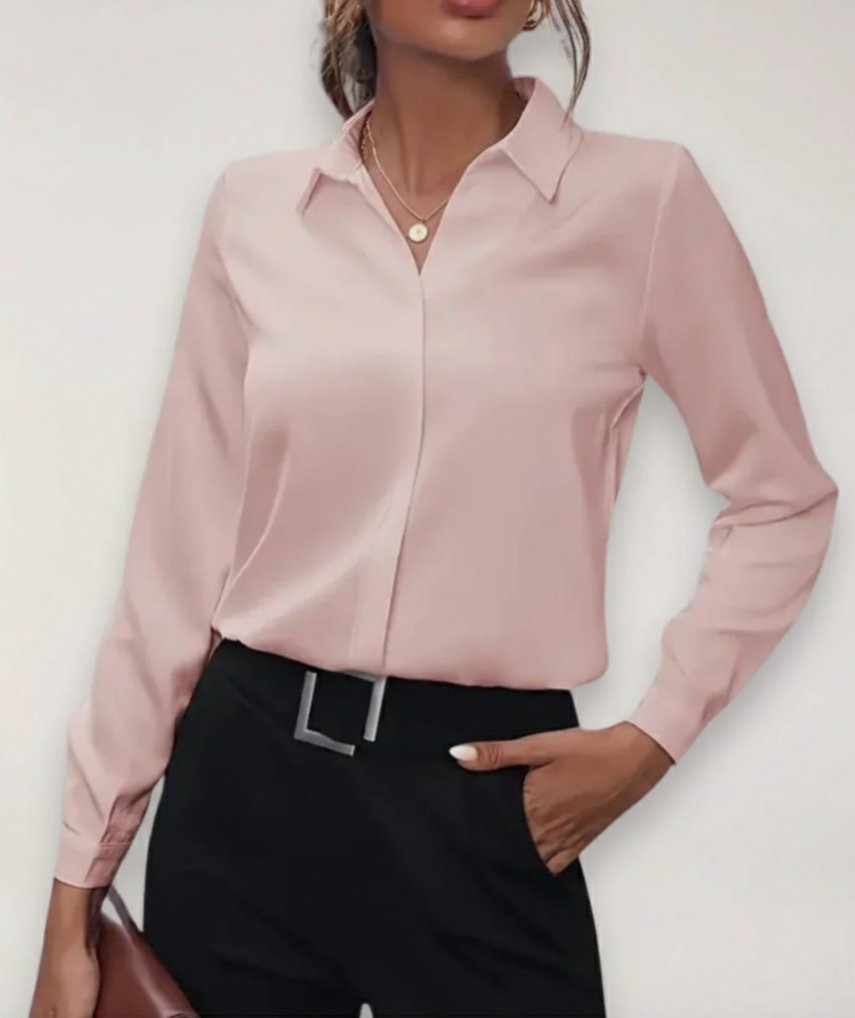 Women's tailored button-up blouse with classic collar
