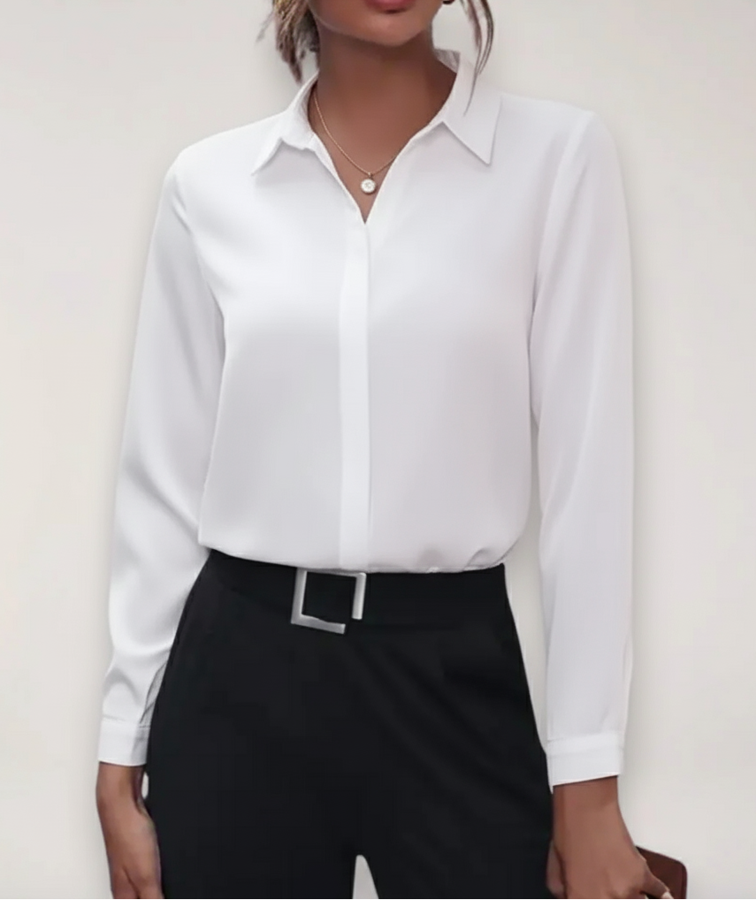 Women's tailored button-up blouse with classic collar
