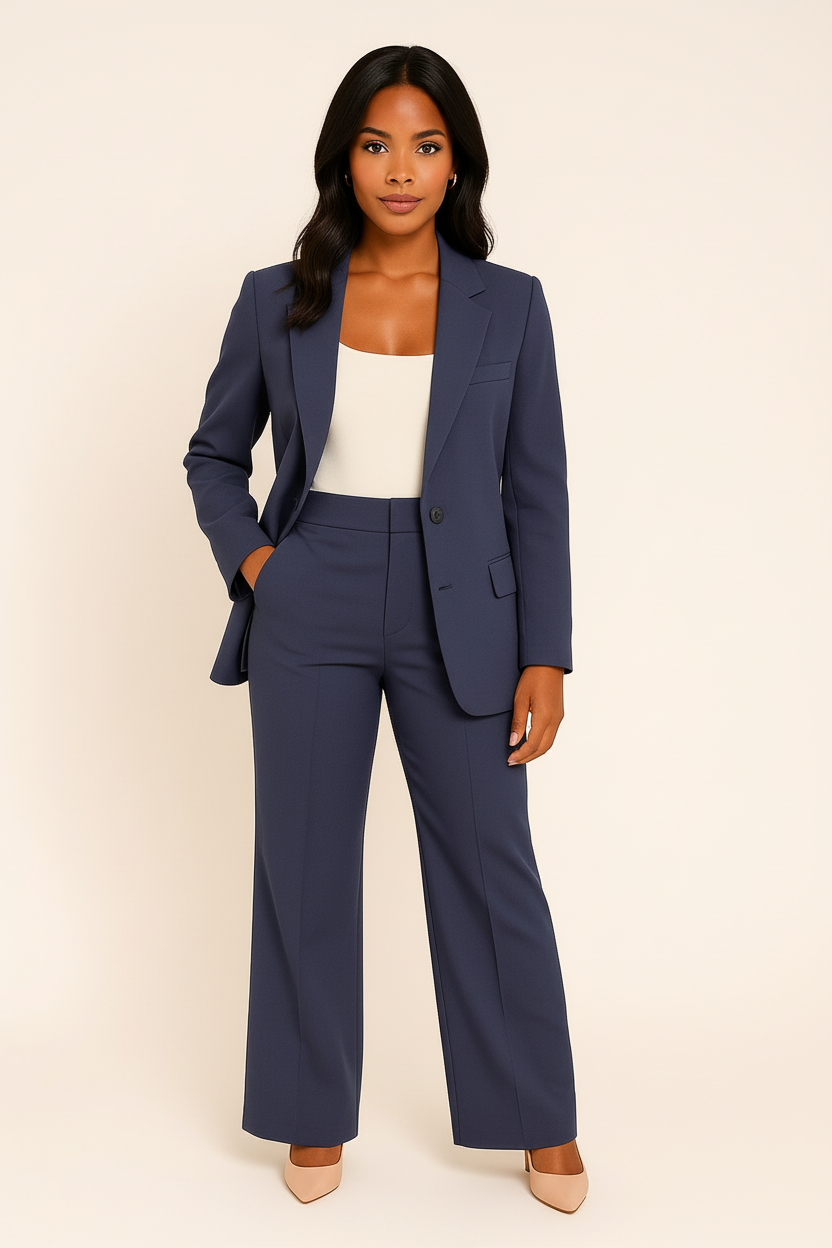 Women's tailored blazer and trousers suit set