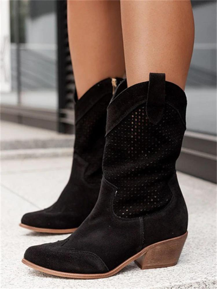 Women's trendy cowboy boots with block heel 