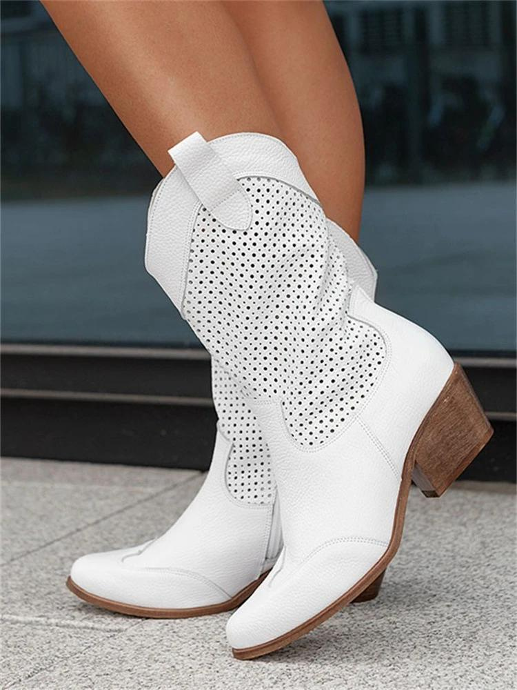 Women's trendy cowboy boots with block heel 