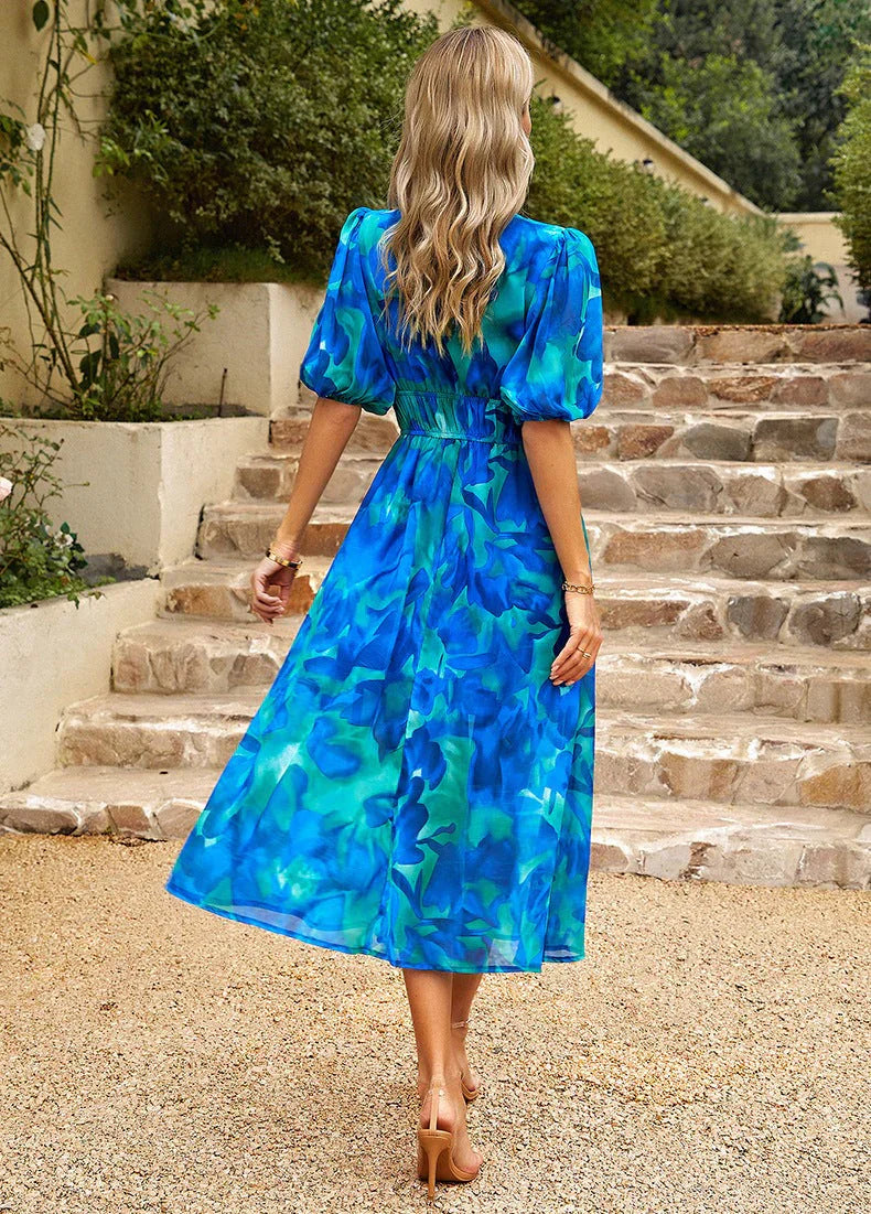 Women’s V-neck dress with flattering fit and versatile style
