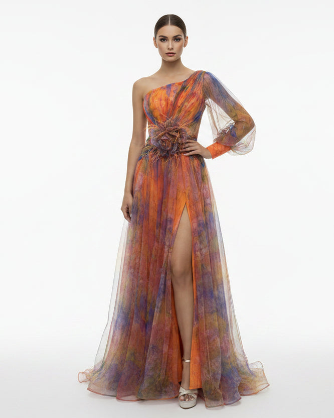 Women’s V-neck long sleeve satin blend midi dress
