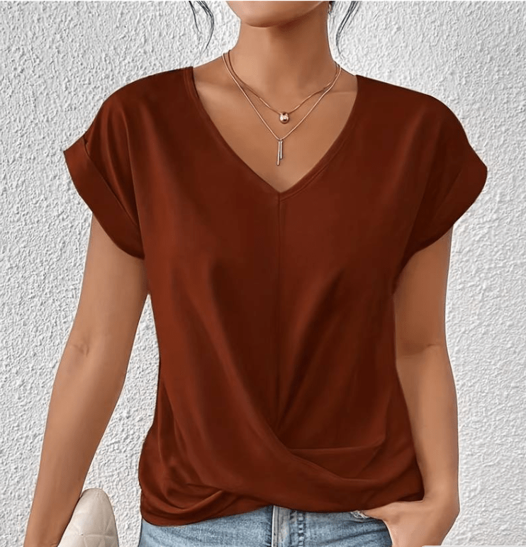 Women's v-neck tummy-tuck top with flattering fit – Luna