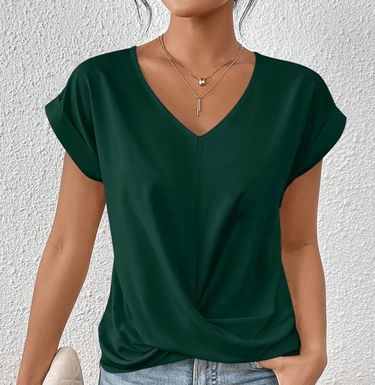 Women's v-neck tummy-tuck top with flattering fit – Luna