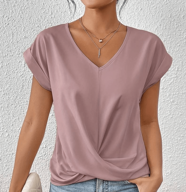 Women's v-neck tummy-tuck top with flattering fit – Luna