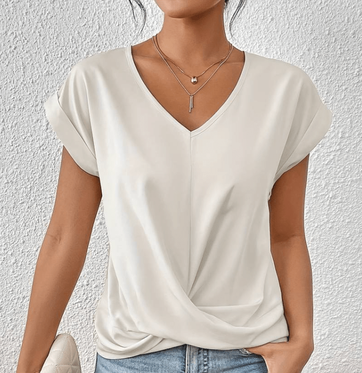 Women's v-neck tummy-tuck top with flattering fit – Luna