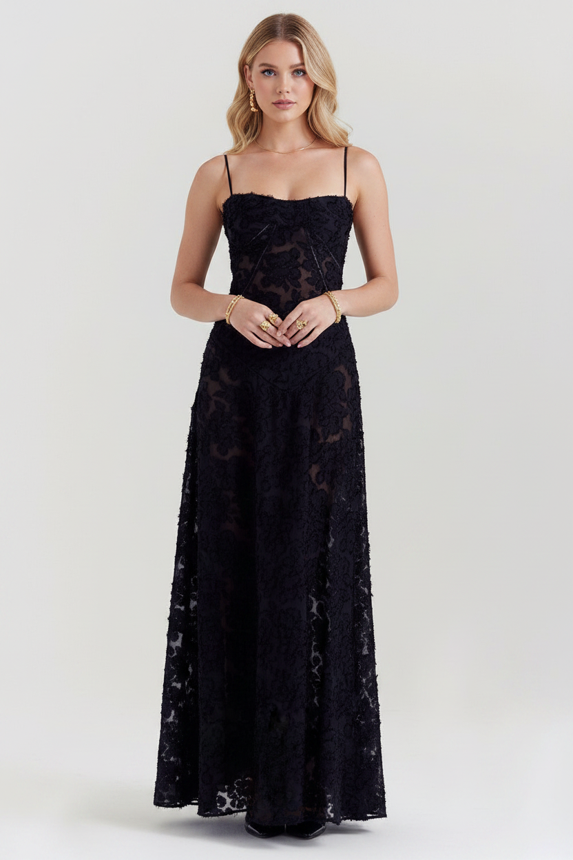 Women’s Velvet Floral Maxi Gown with Corset Bodice for Evening & Formal Wear
