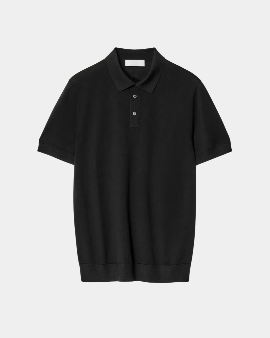 Polohemd aus gestrickter Seide - Schwarz