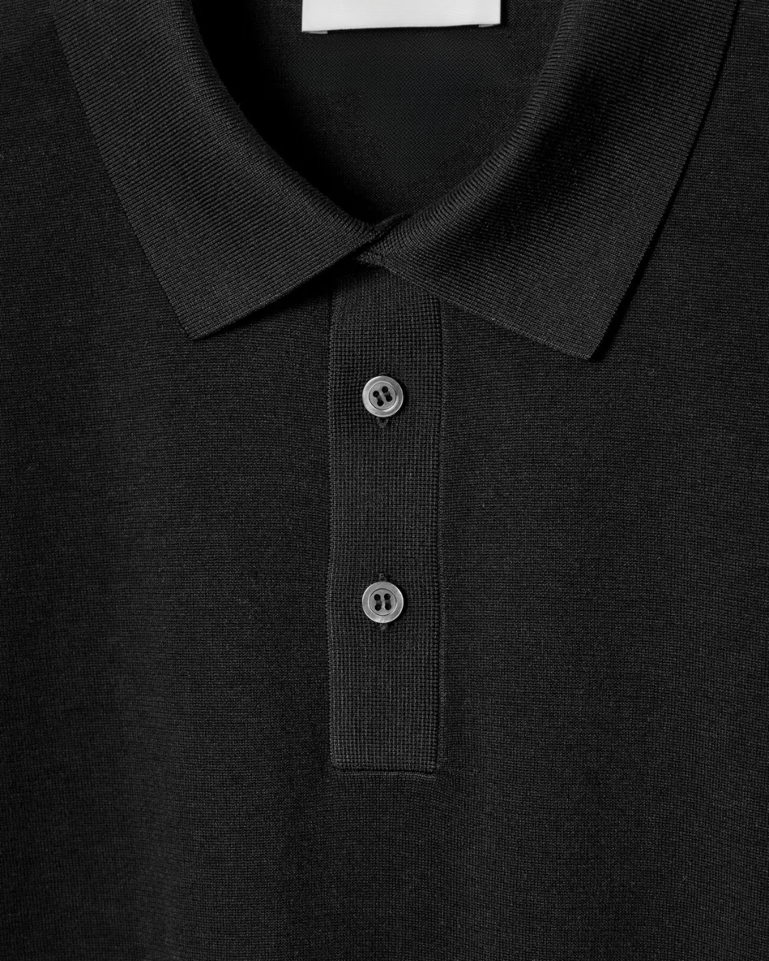 Polohemd aus gestrickter Seide - Schwarz