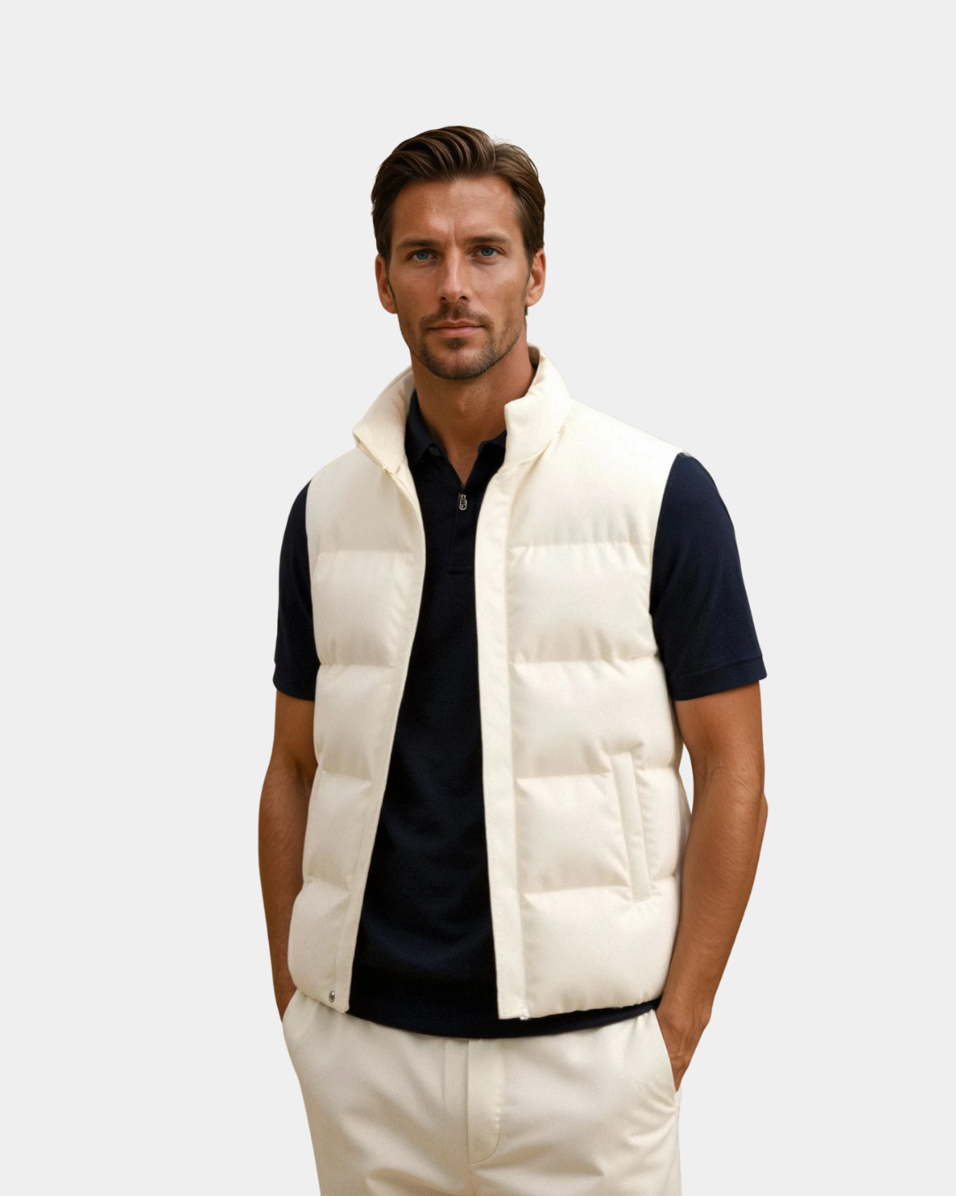 Quiet Luxury Hochgeschlossenes ärmelloses Gilet