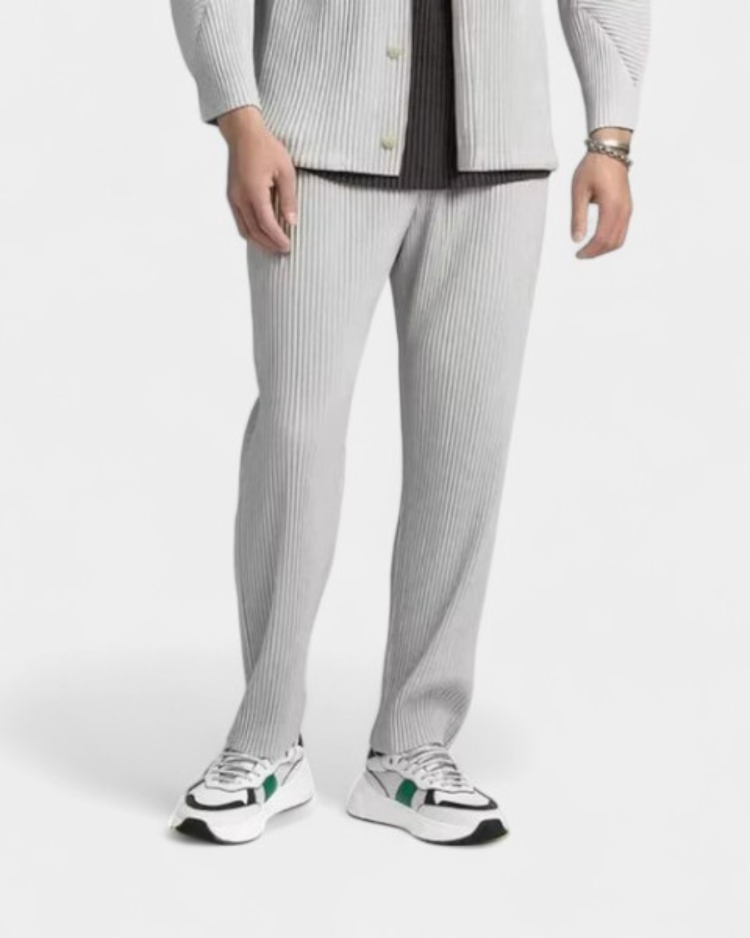 Plissierte Smart-Hose in legerer Passform - Grau
