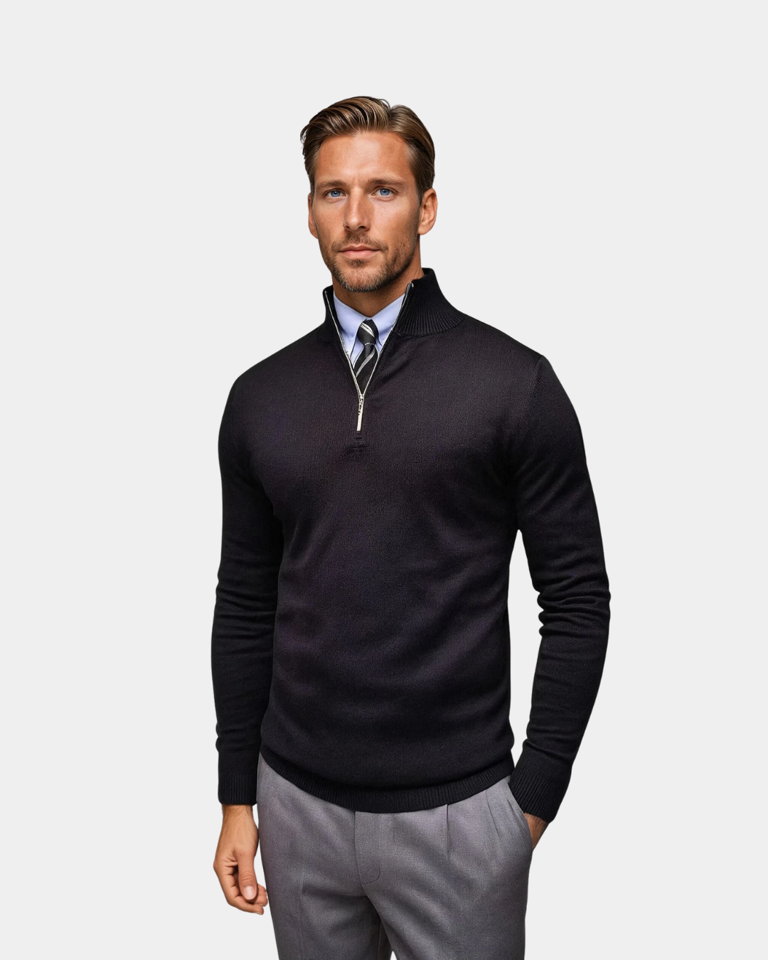 Old Money Classic Knitwear Pullover - Schwarz