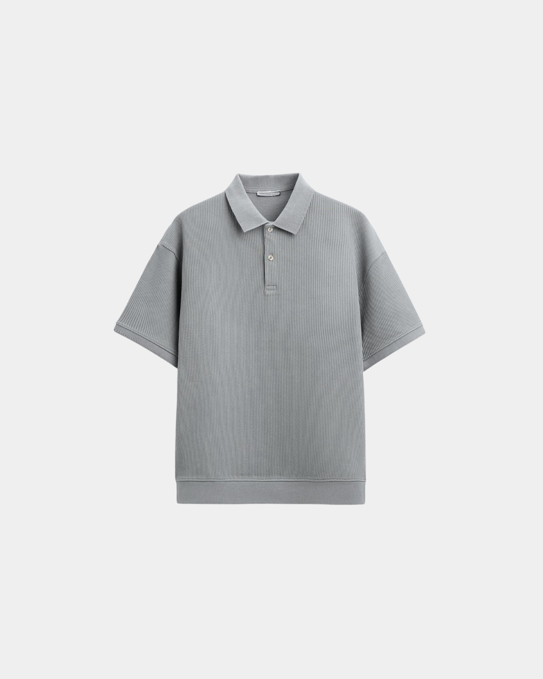 Polo-Shirt mit klassischer Webart und Knopfleiste - Grau
