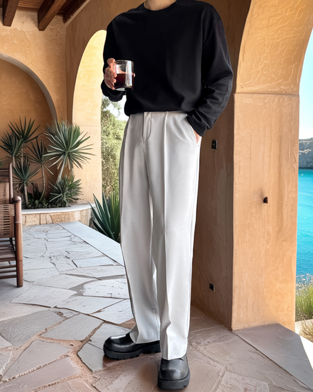 Entspannt geschnittene Valmont Chino-Hose - Weiß