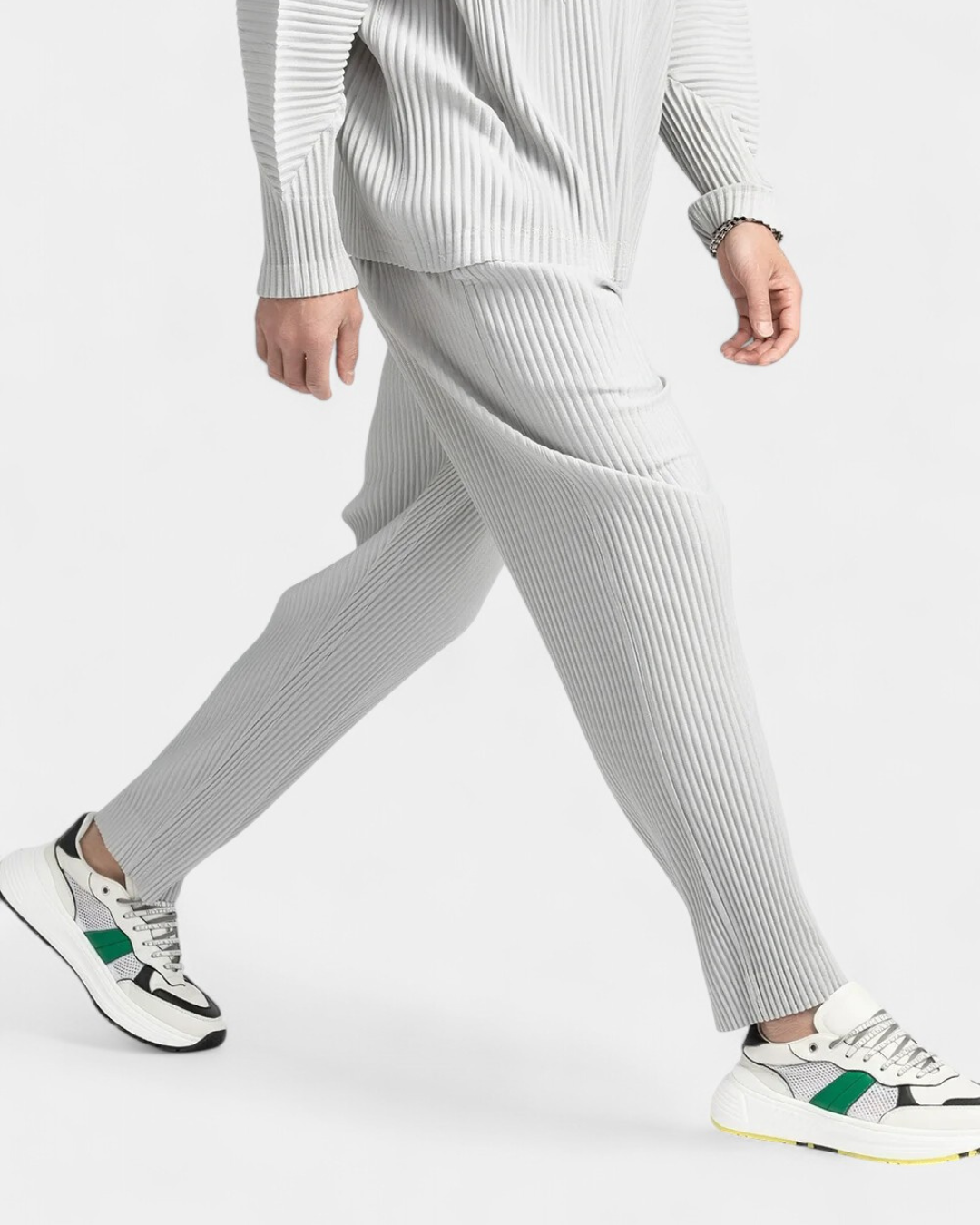 Plissierte Smart-Hose in legerer Passform - Grau