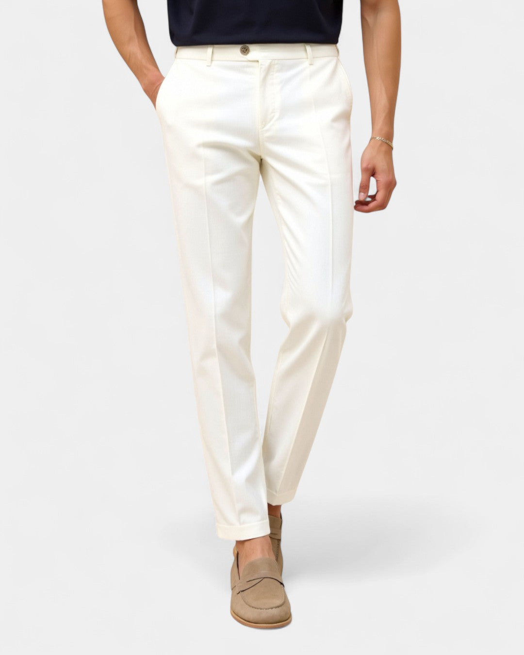 Smart Tailored Regular Fit Chino Knöchelhosen - Weiß