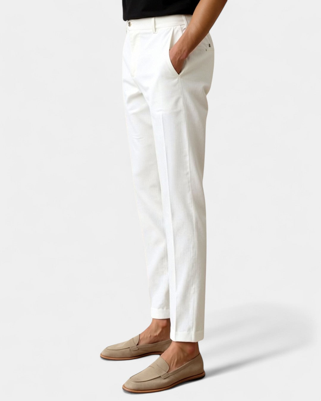 Smart Tailored Regular Fit Chino Knöchelhosen - Weiß