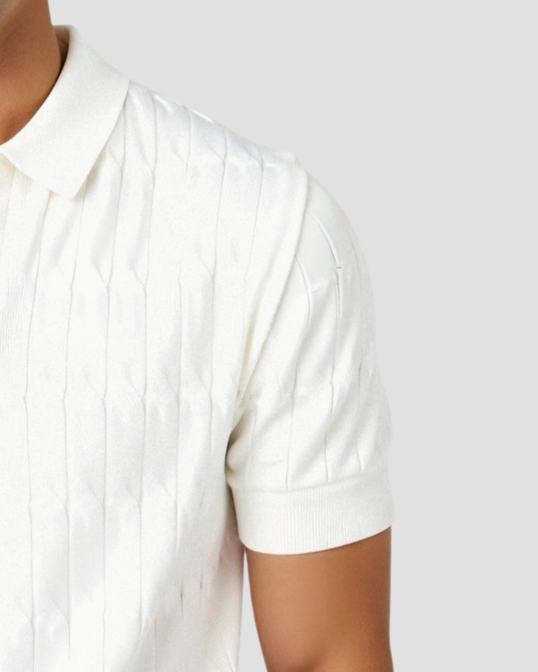 Old Money Luxe Knit Polo Tee - Weiß