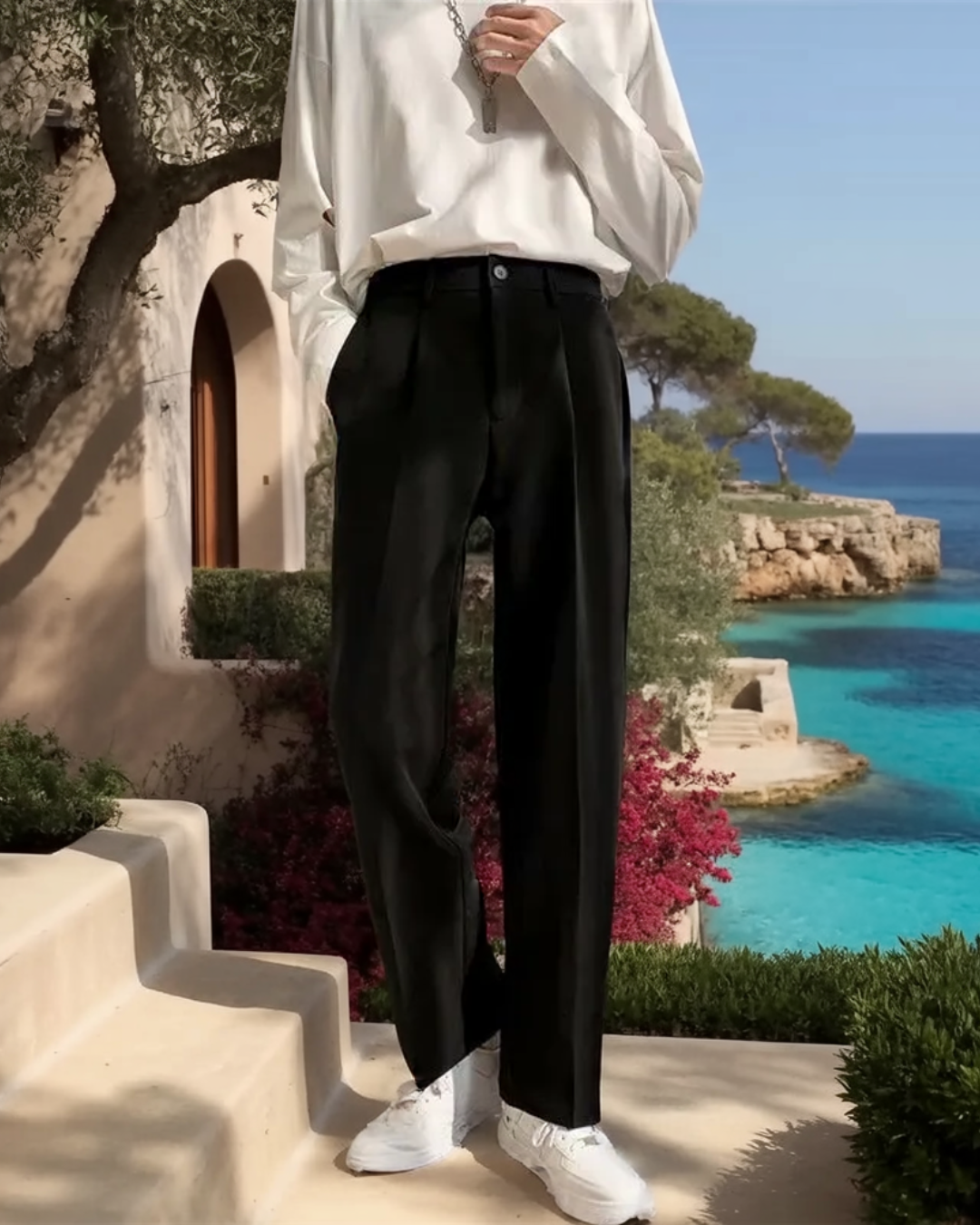 Entspannt geschnittene Valmont Chino-Hose - Schwarz