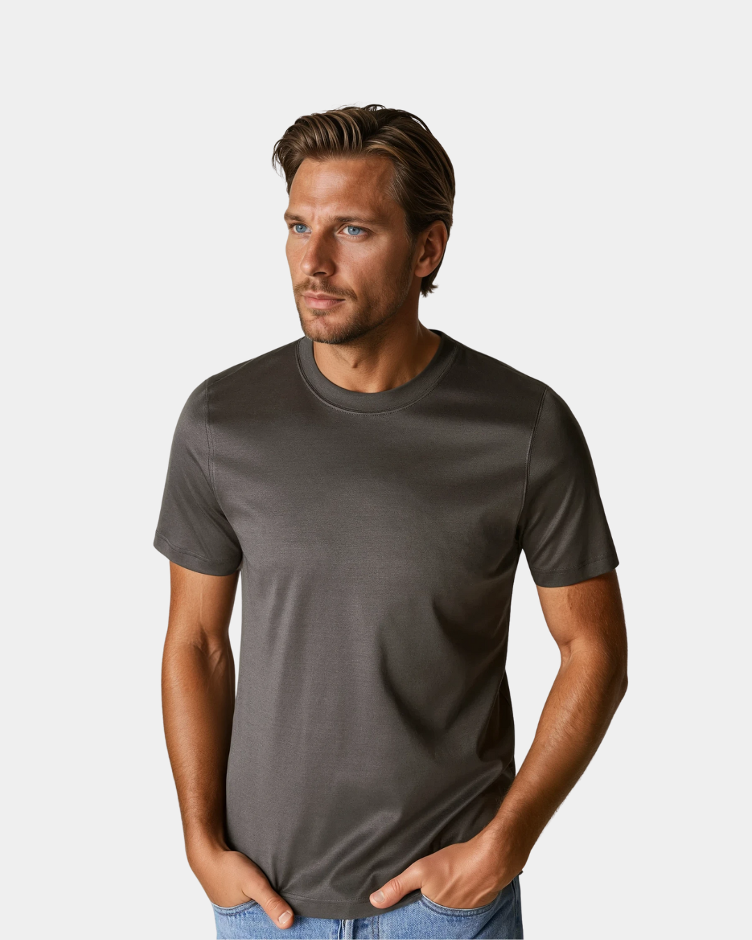 Signatur Mercerisiertes Supima T-Shirt - Dunkelgrau