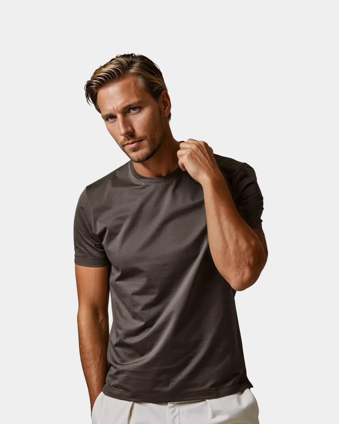 Signatur Mercerisiertes Supima T-Shirt - Dunkelgrau