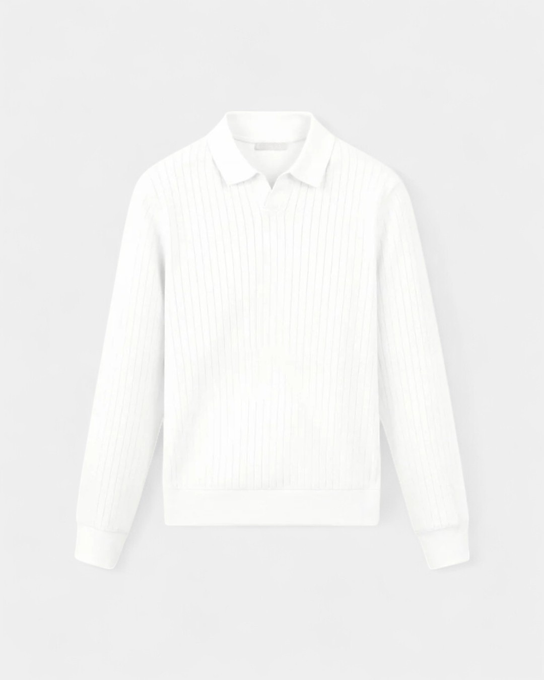 Old Money Gestreiftes Langarm-Polo - Beige