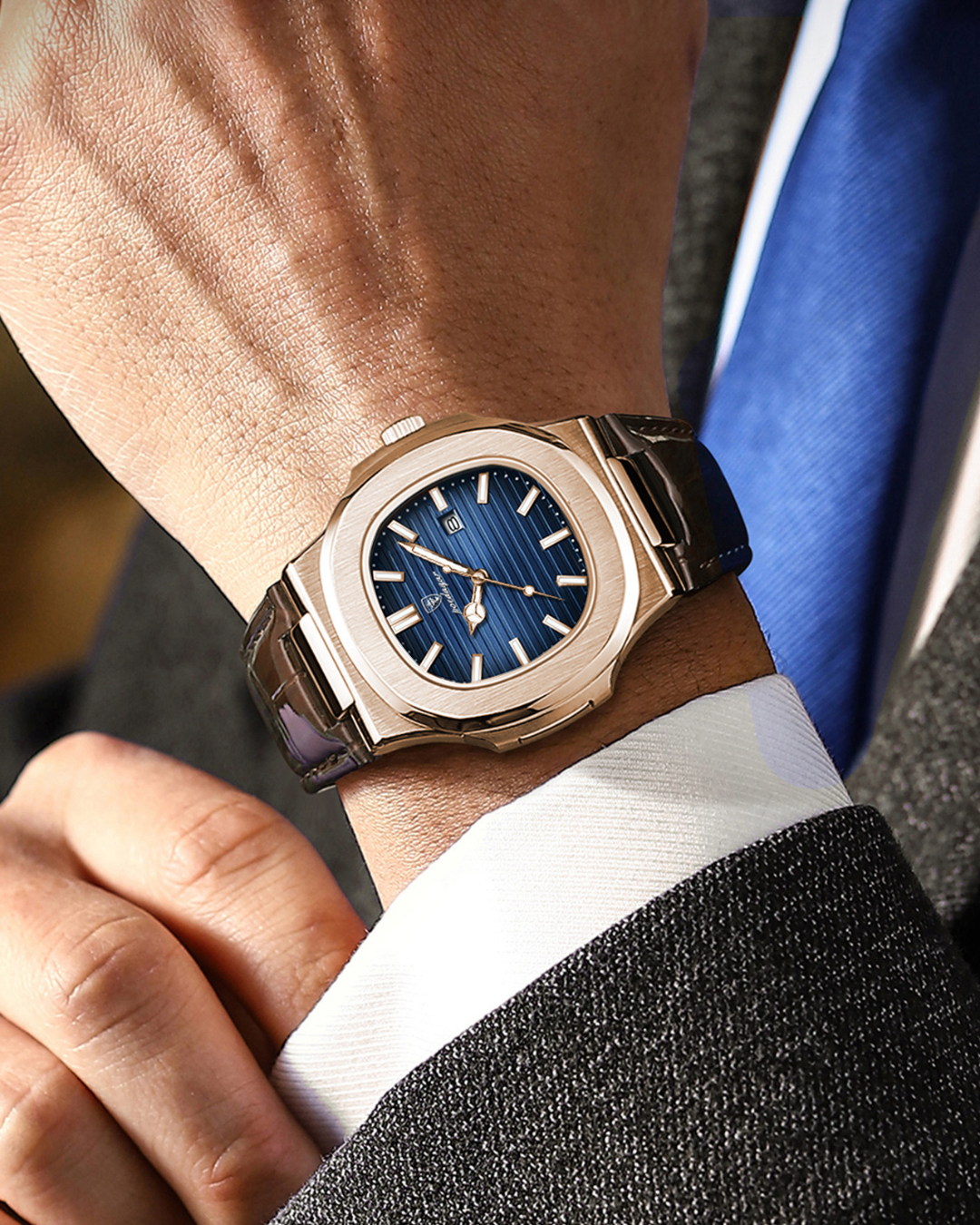 Monaco - Braune Lederuhr