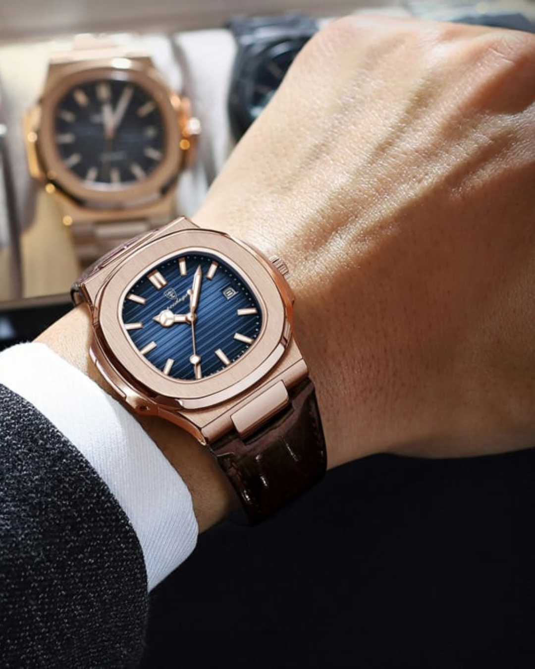 Monaco - Braune Lederuhr