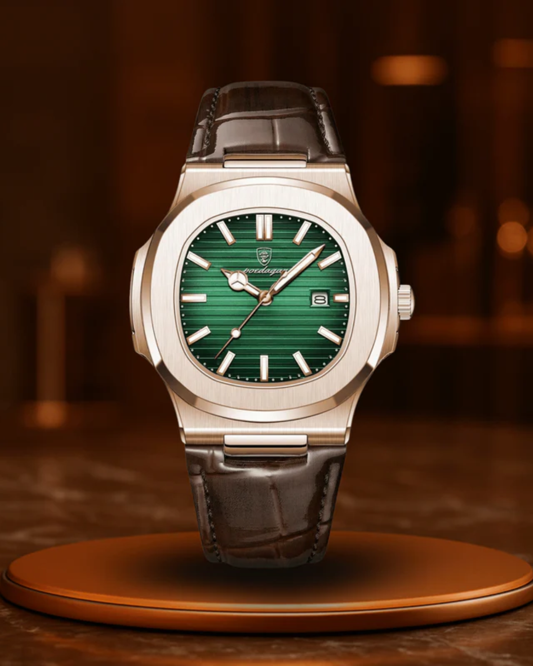 Monaco - Braune Lederuhr
