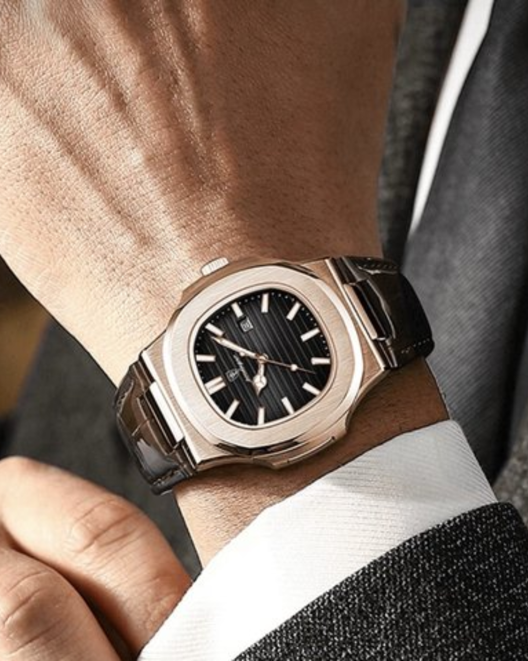 Monaco - Braune Lederuhr