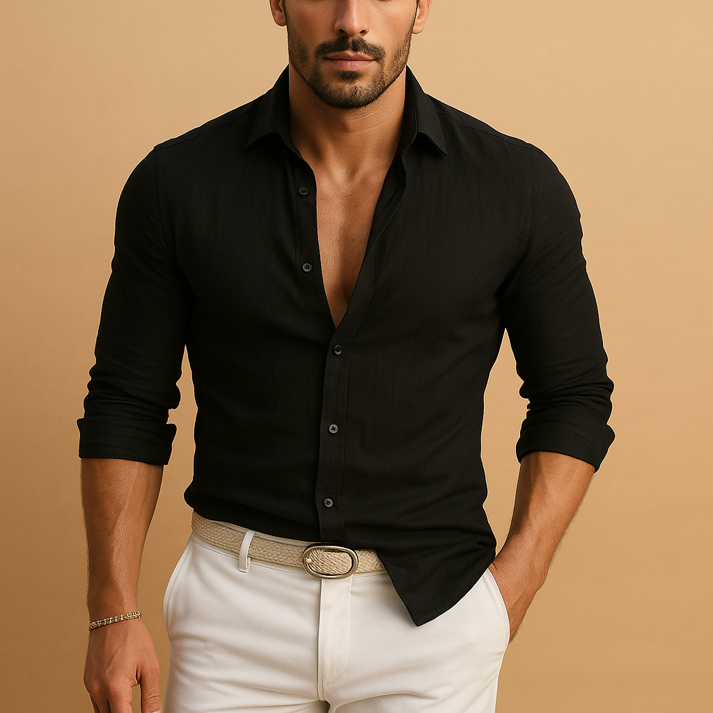 Lichtgewicht overhemd met button-down kraag voor heren | Daan