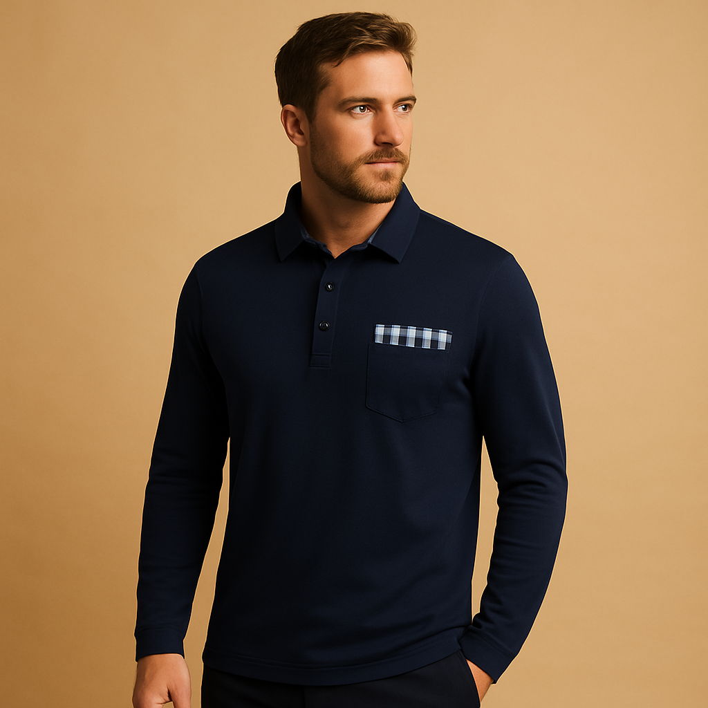 Poloshirt mit langen Ärmeln und Kragen für Männer | Mats