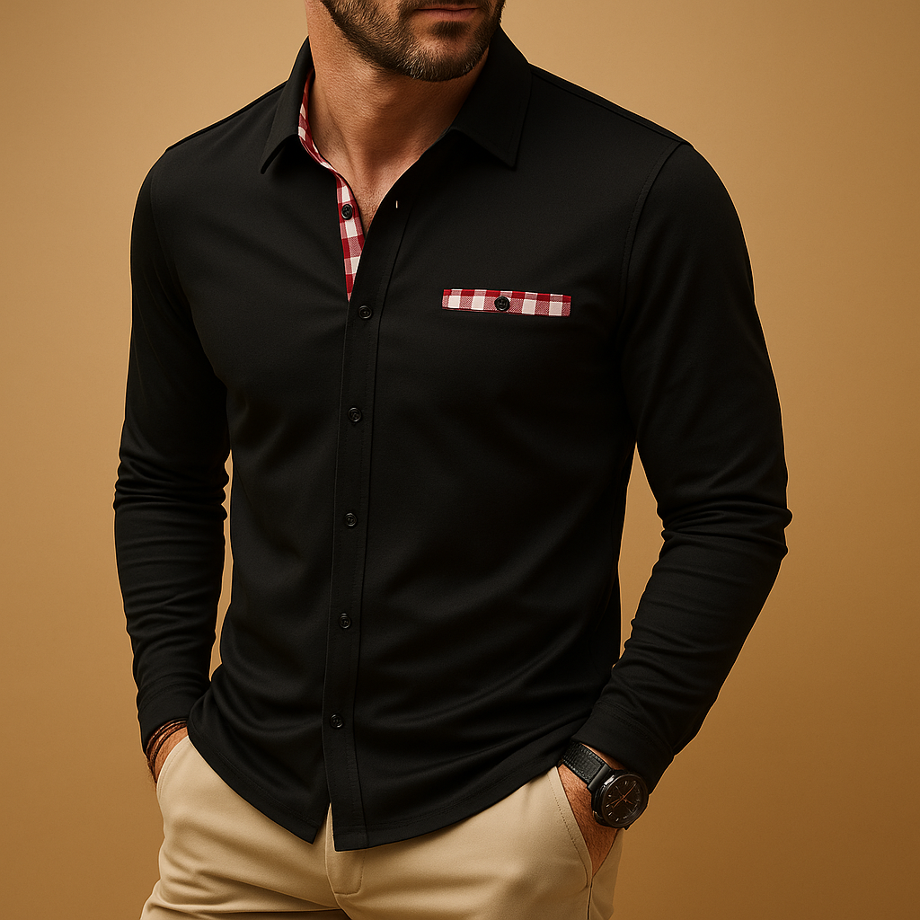 Poloshirt mit langen Ärmeln und Kragen für Männer | Mats