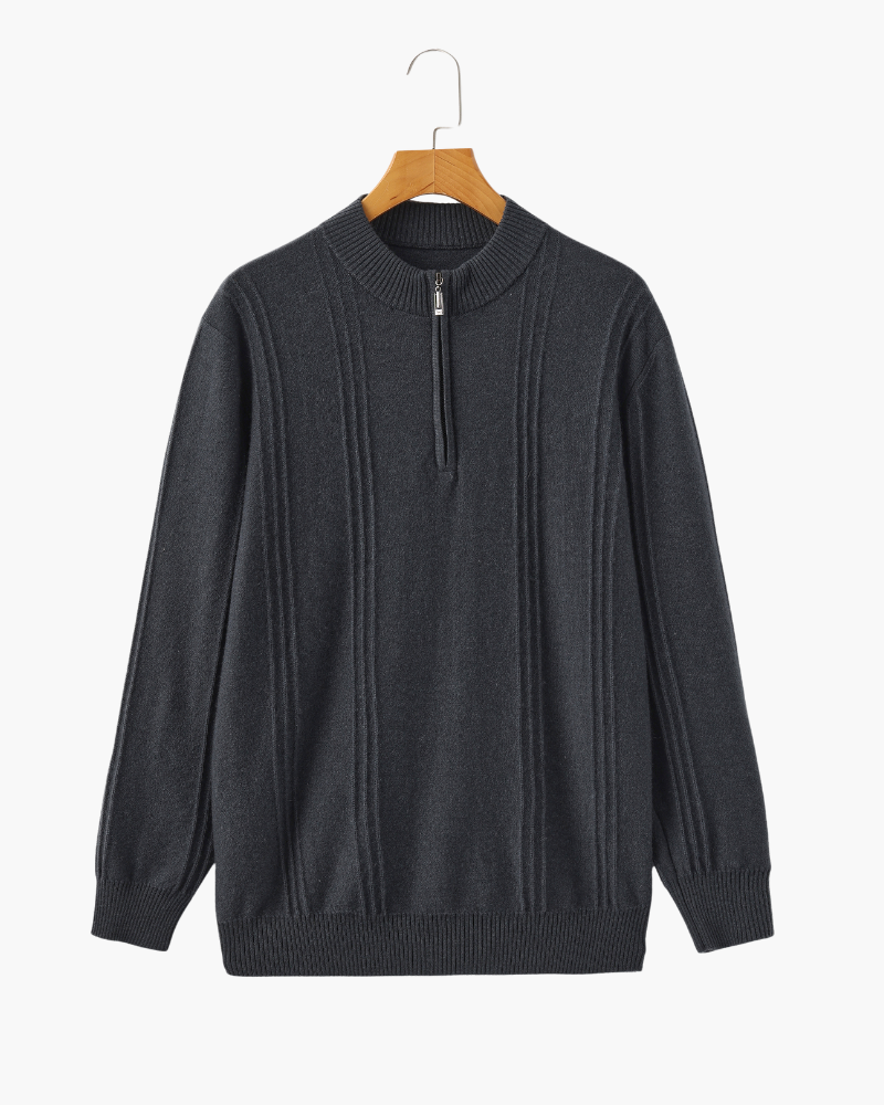 100% κασμίρ Ribbed Half Zip