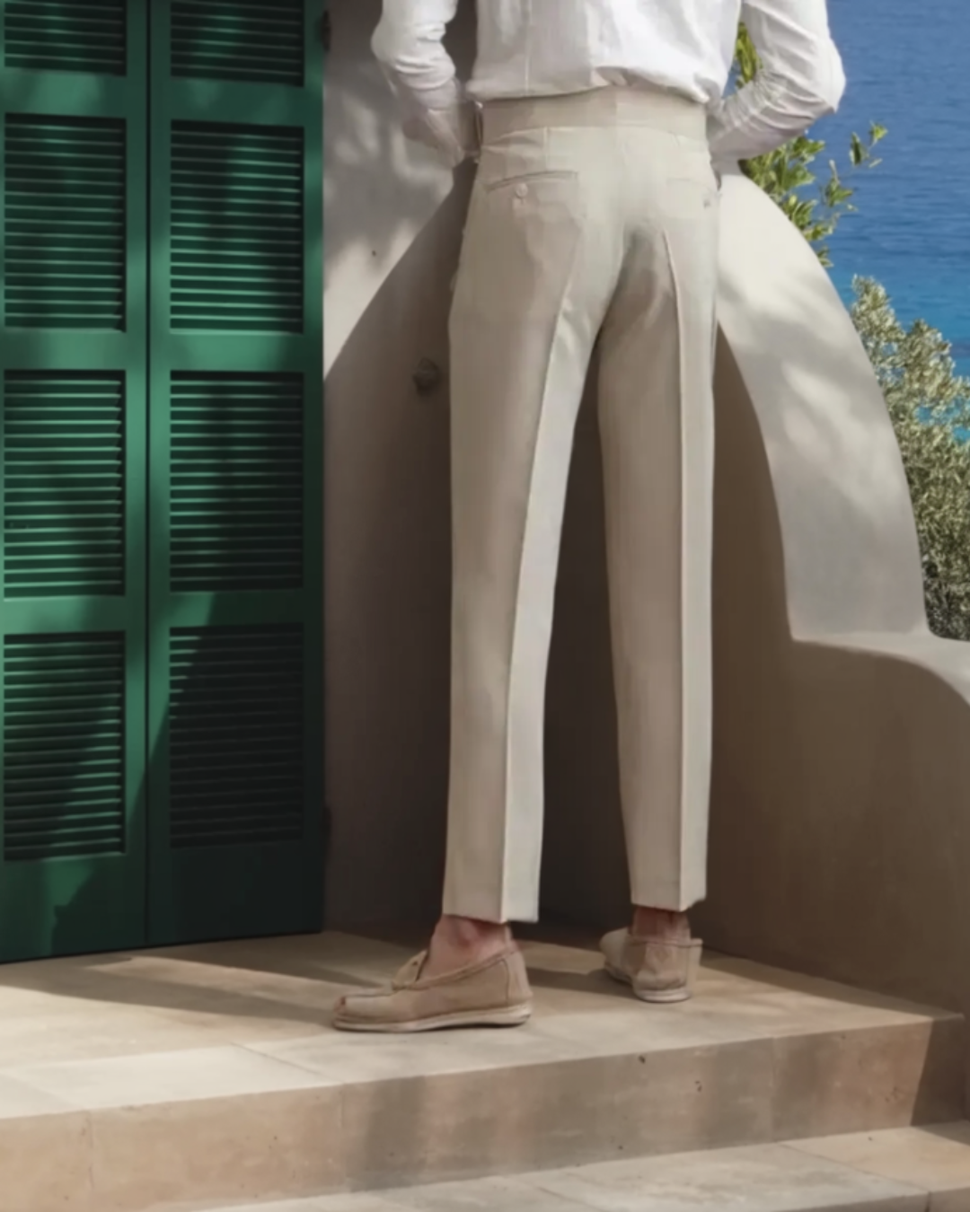 Heritage Tailored Houndstooth Πλισέ παντελόνι - Χακί