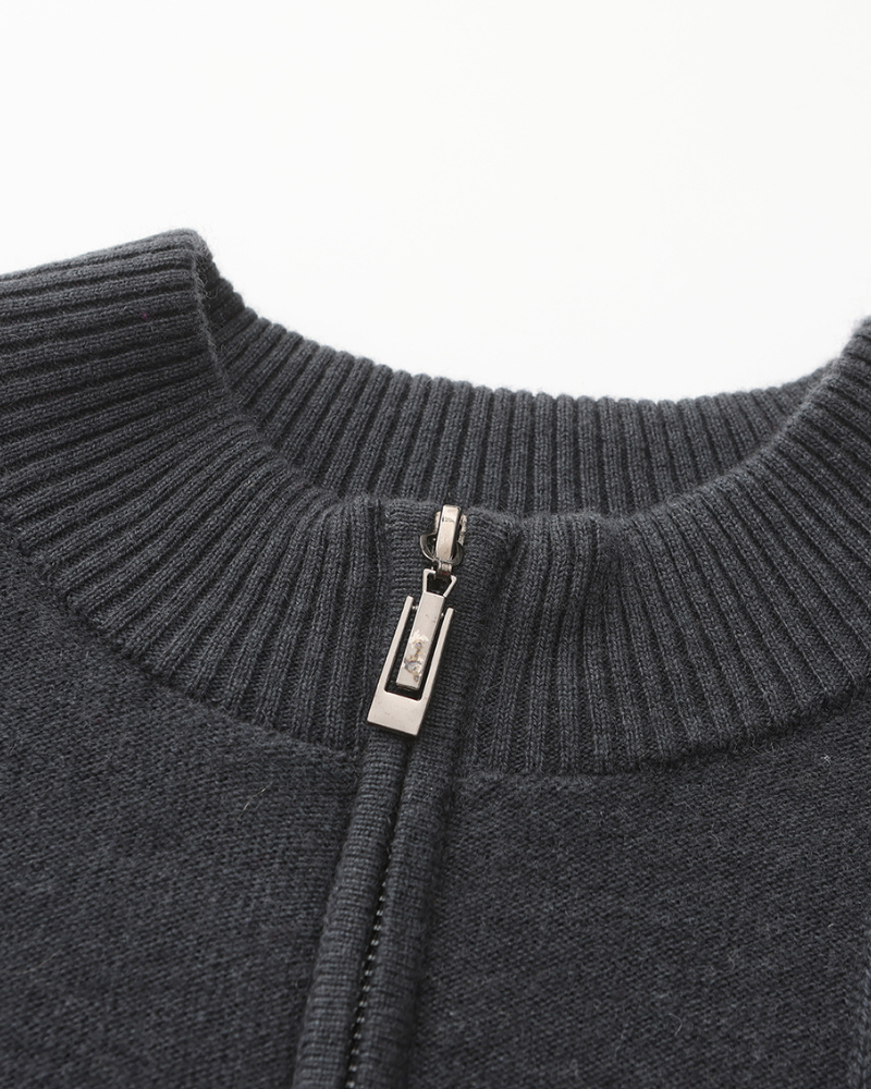 100% κασμίρ Ribbed Half Zip