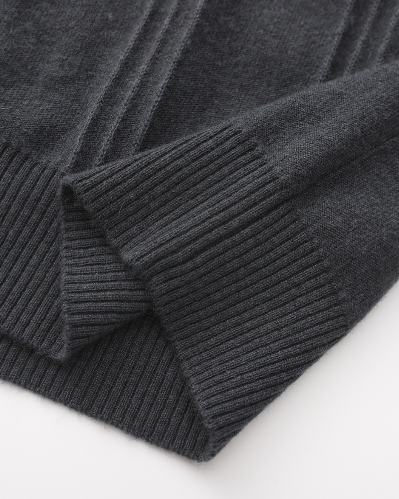 100% κασμίρ Ribbed Half Zip