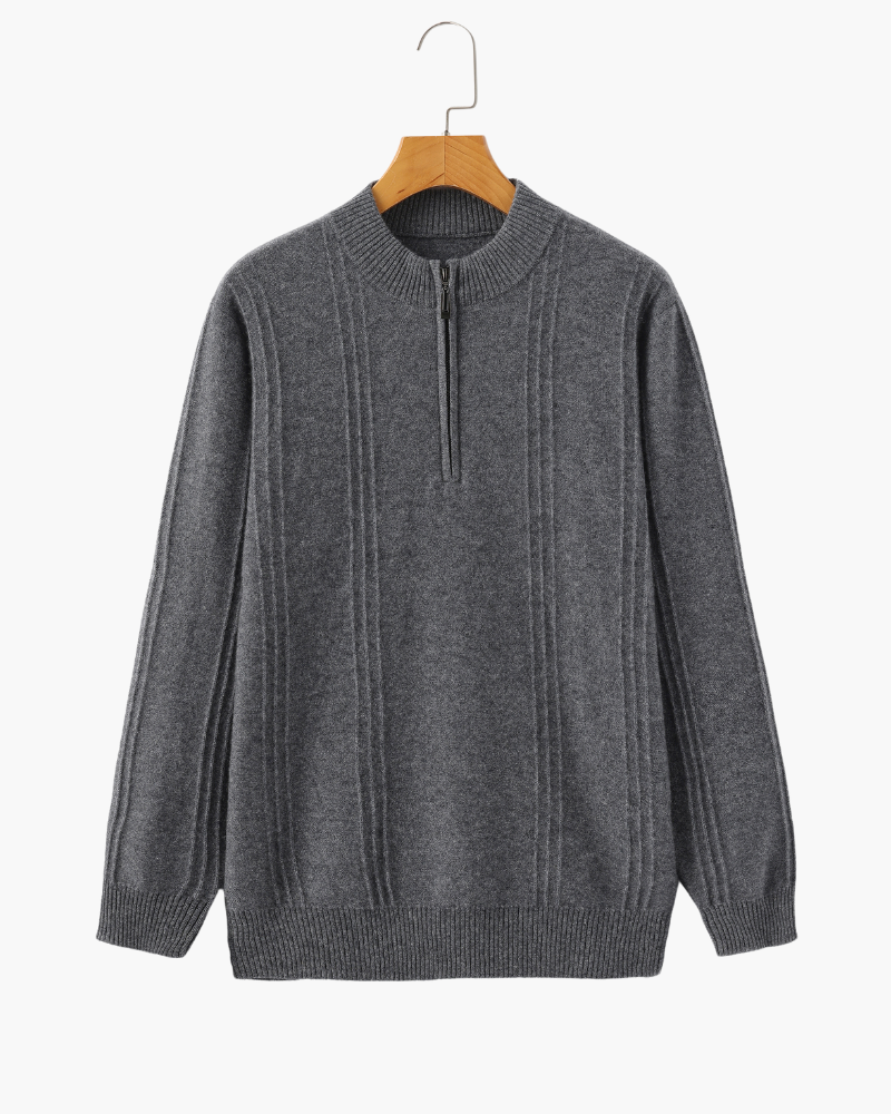 100% κασμίρ Ribbed Half Zip