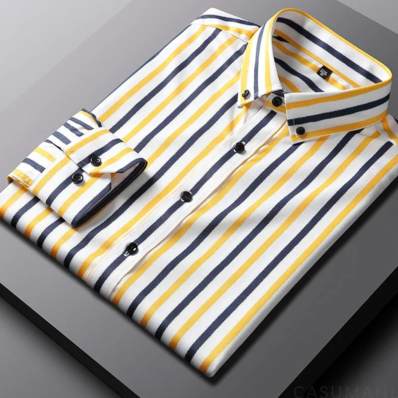 Klyne - Camisa casual a rayas para hombre