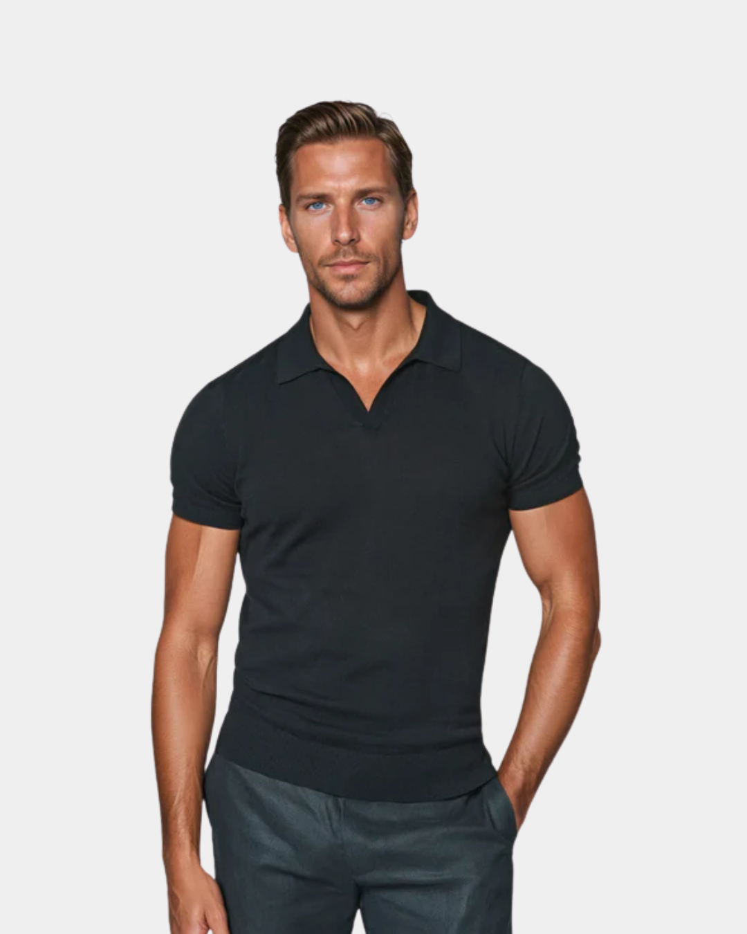 Polo bleu foncé sans boutons