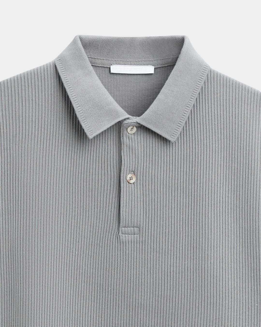 Polo à boutons en tissage classique - Gris
