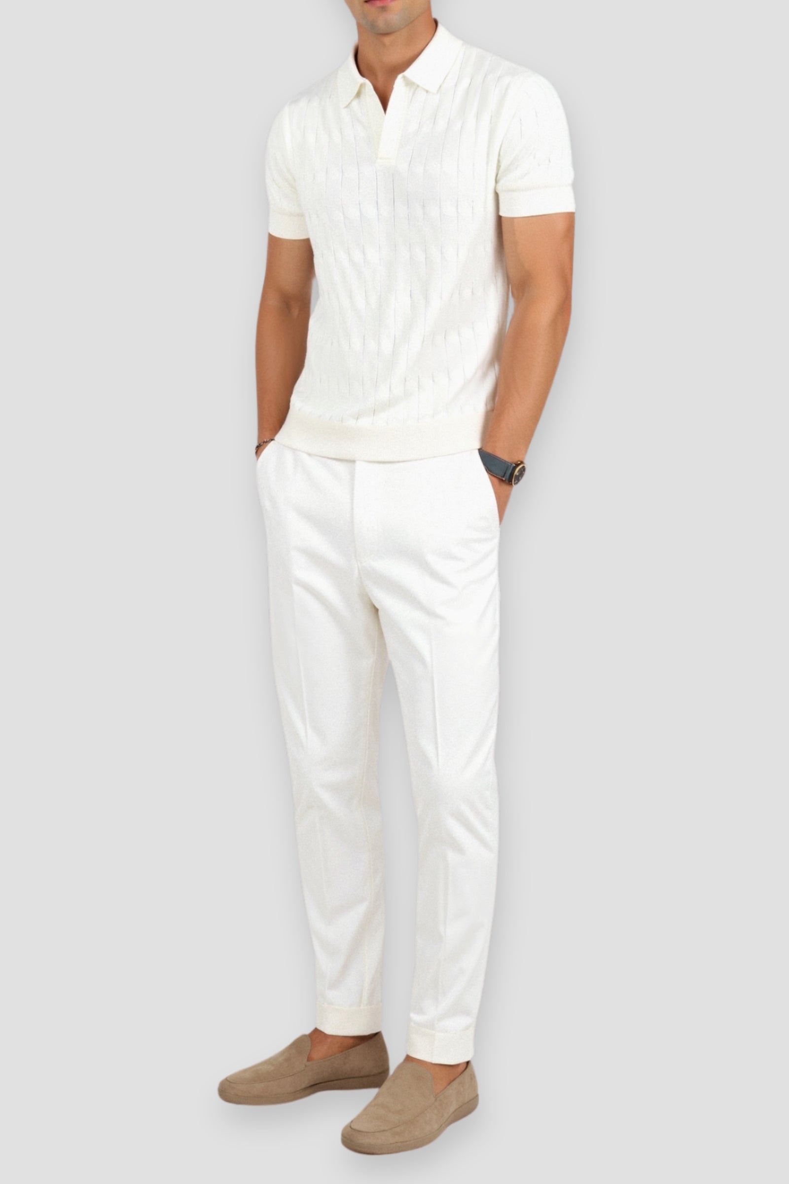 Klyne Premium V-Neck Cable Knit Polo