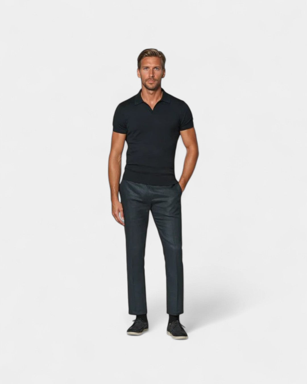 Polo bleu foncé sans boutons